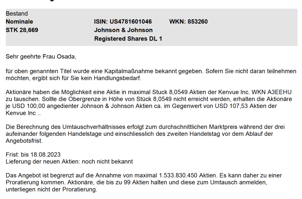 Split-off bei Johnson & Johnson